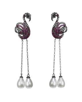 Pave Flamingo Earrings