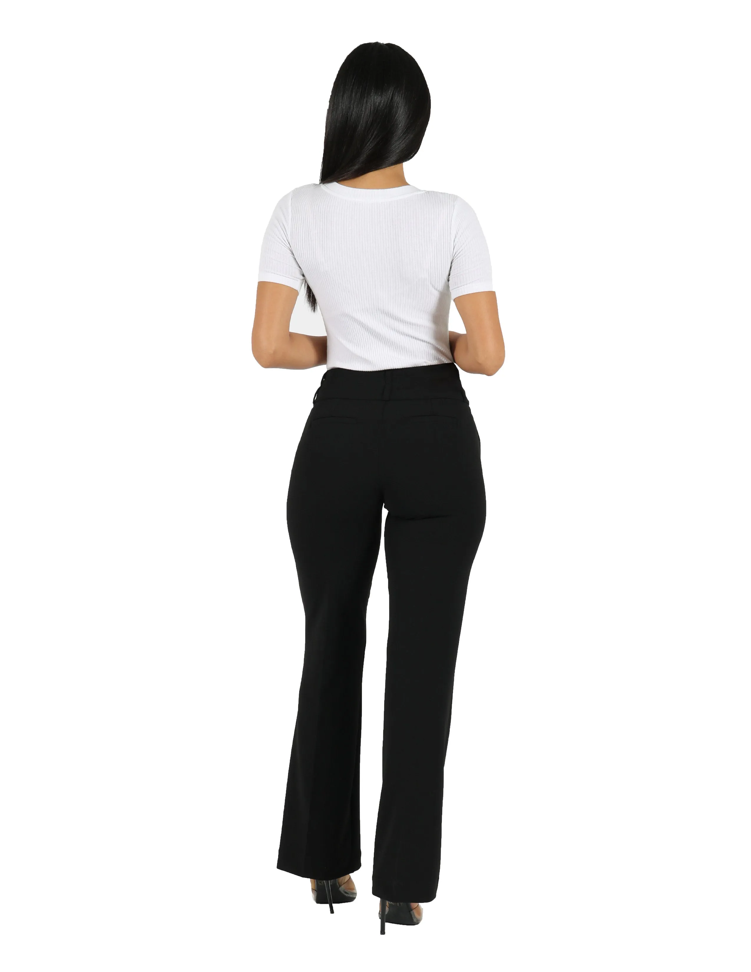 She's Got It Knit Crepe Wide Double Waistband Solid Trouser