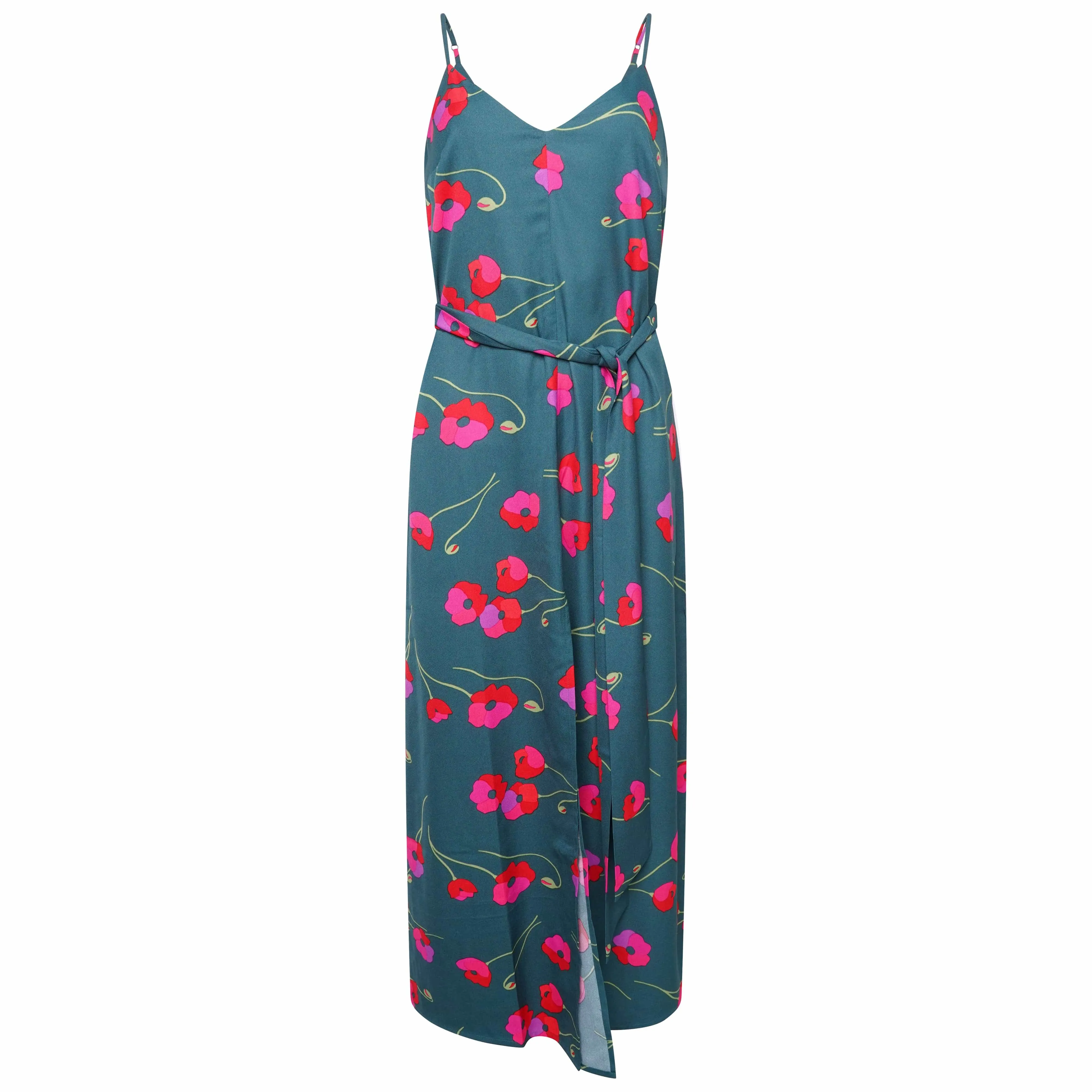 Sookie Dress In Poppies On Dark Green