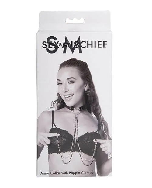 Sportsheets Sex & Mischief Amor Collar with Nipple Clamps