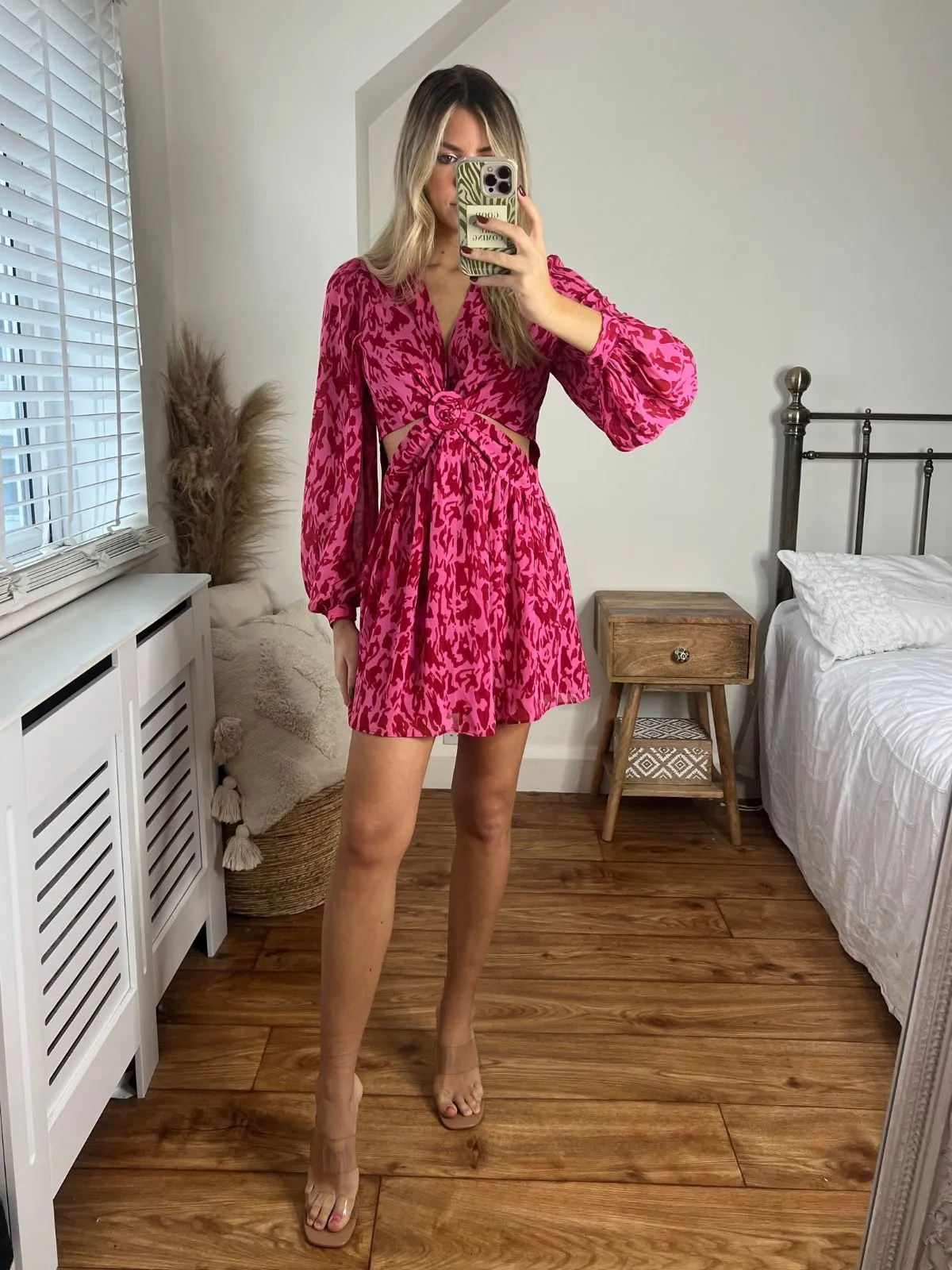 Tasha Cut Out Mini dress / Pink Animal