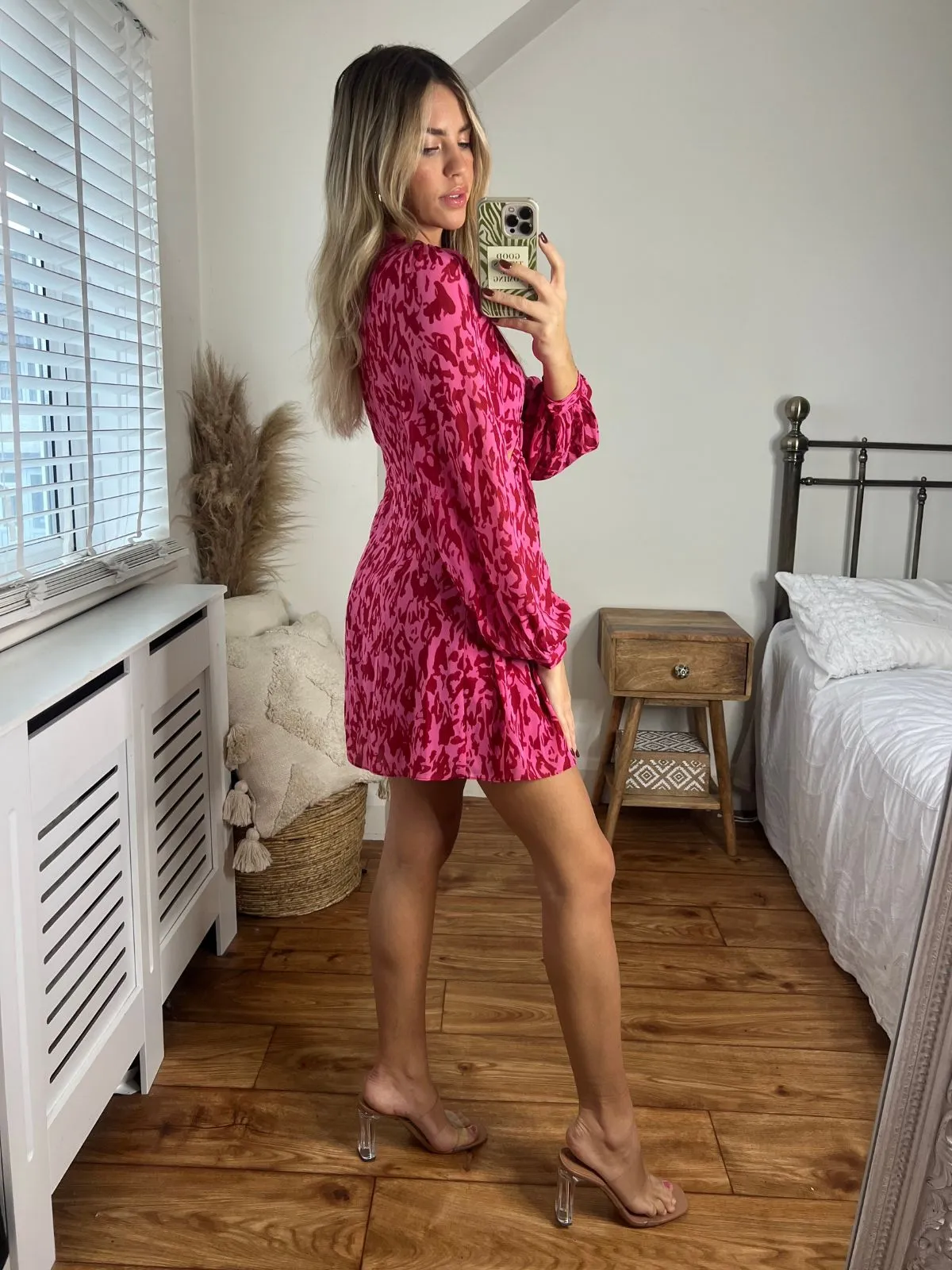 Tasha Cut Out Mini dress / Pink Animal