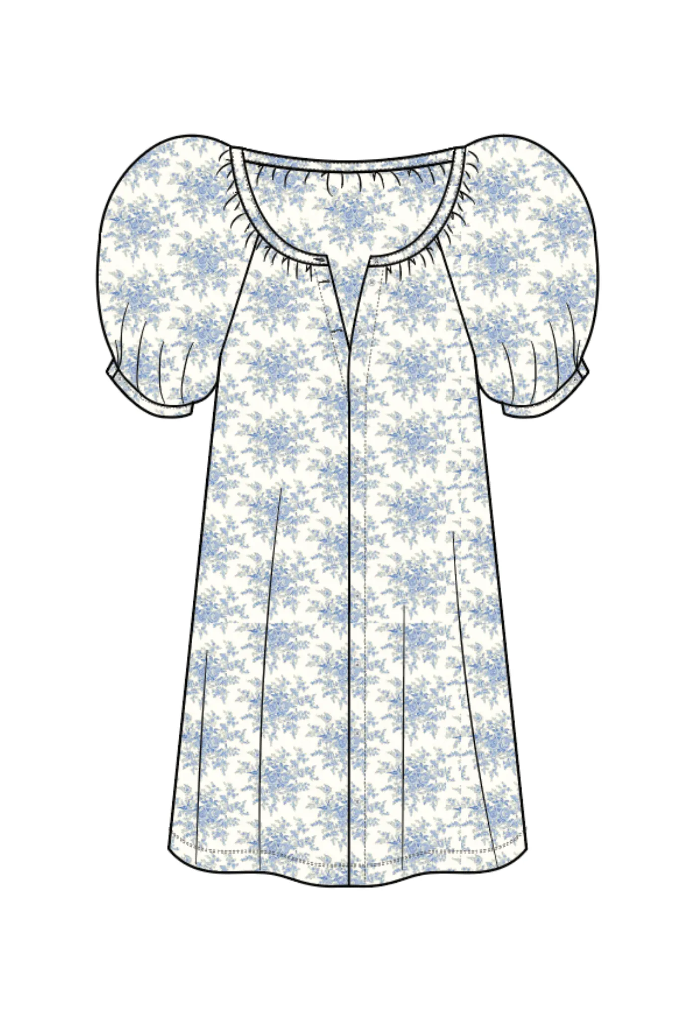 The Posie Dress - Rose Bushel Blue