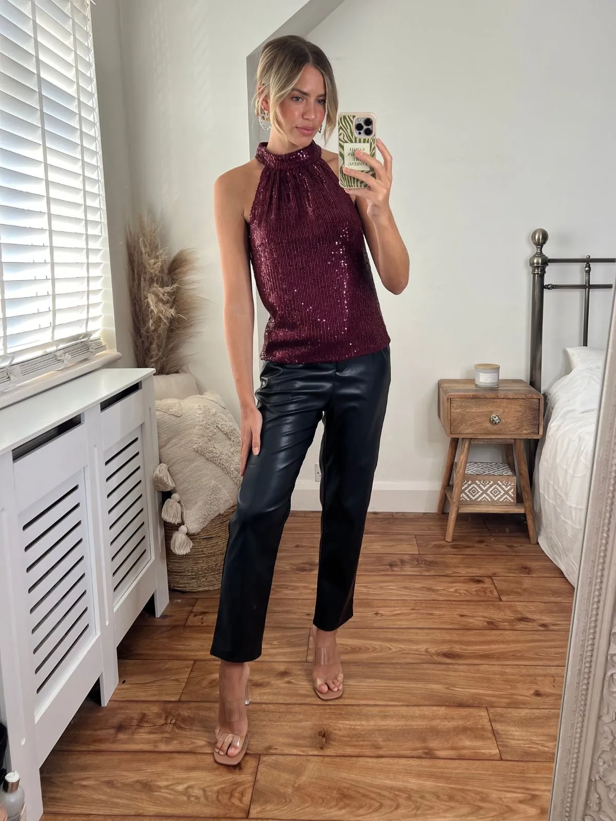 Valencia High Neck Top / Mulberry Sequin