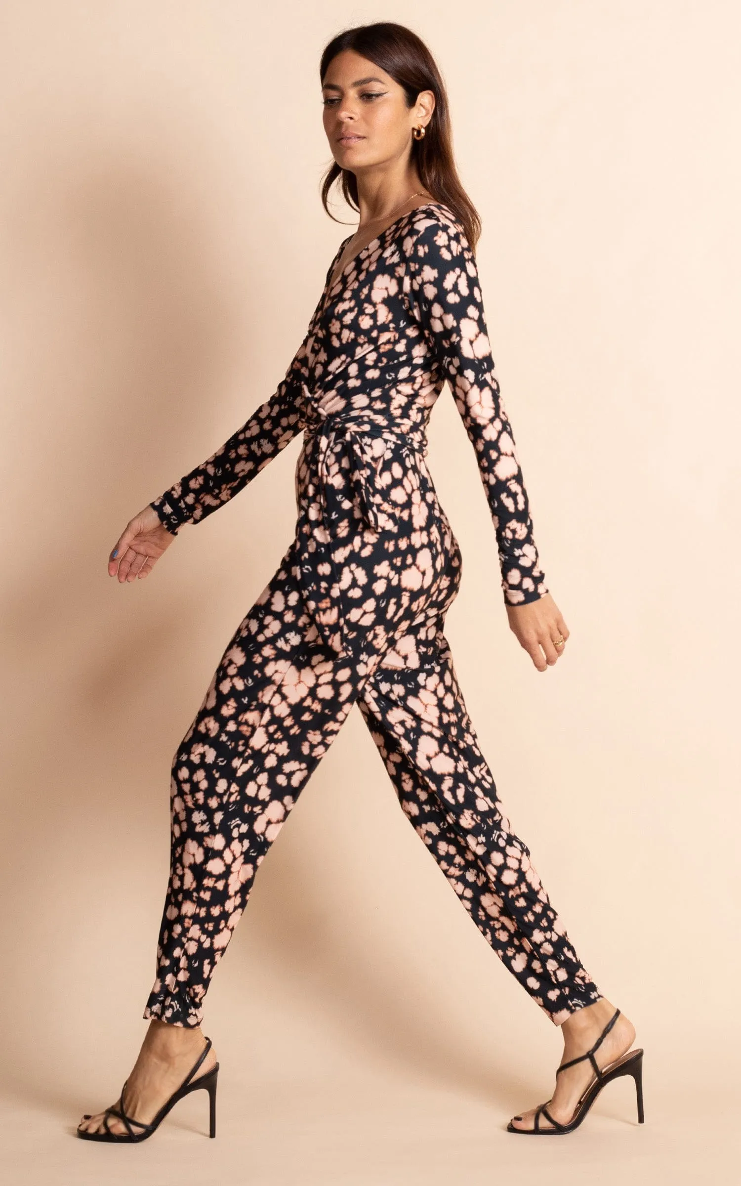 Zion Slinky Jumpsuit in Natural Inky Leopard